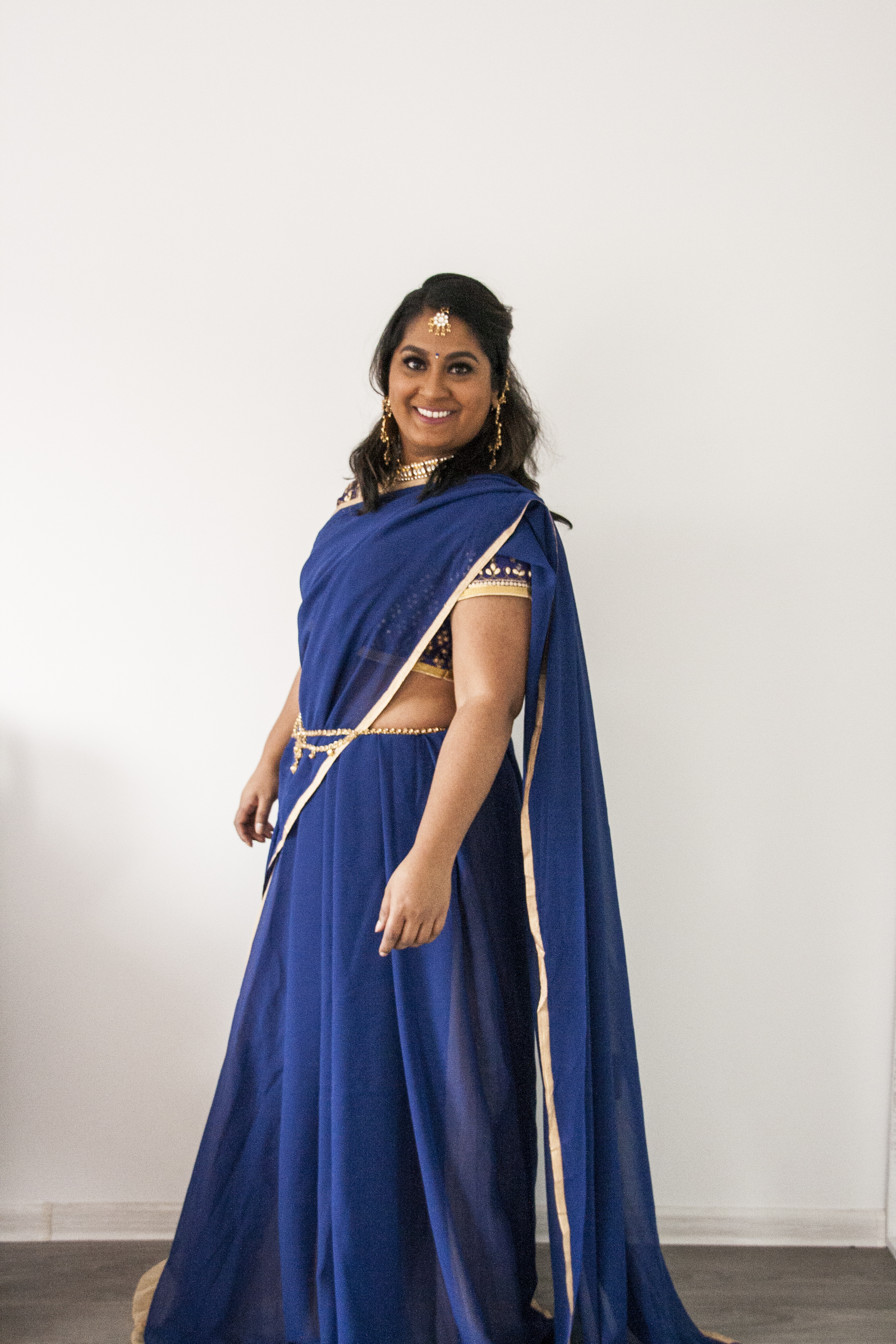 Blauw gouden sari 01