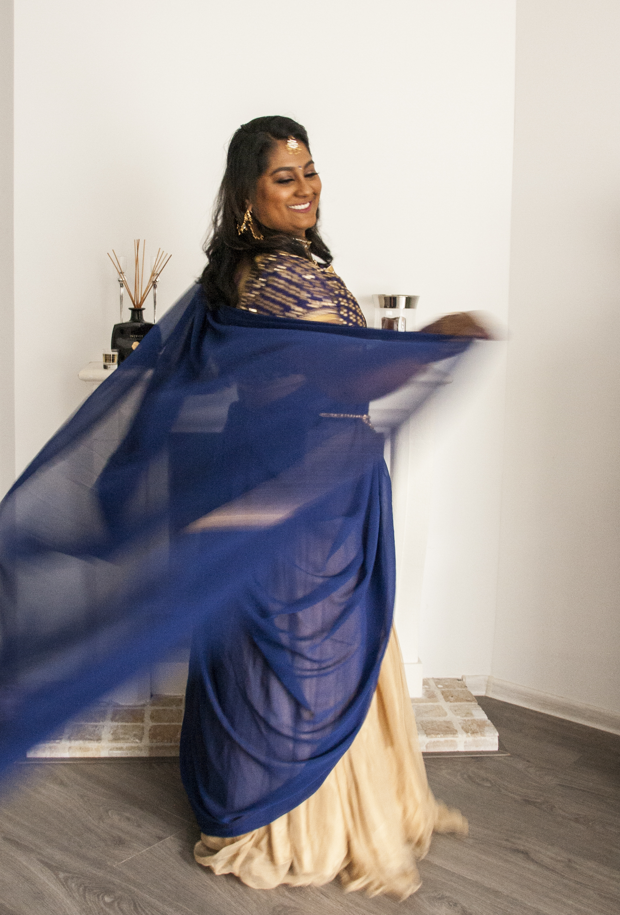 Blauw gouden sari 02