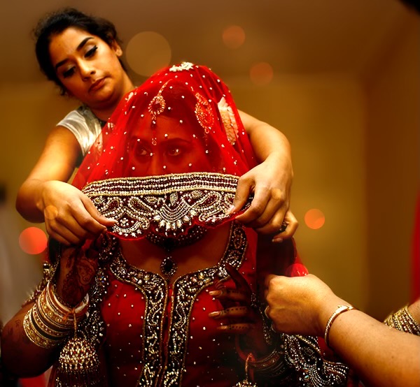 Dupatta over mijn hoofd